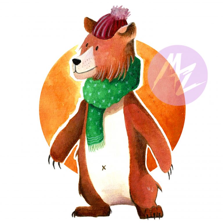manza april illustration scarf bear childrensbook artist
